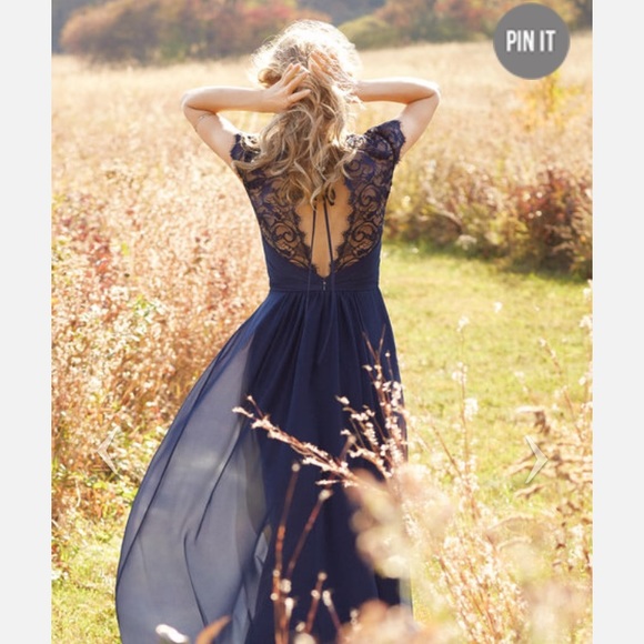 Hayley Paige Occasions Navy Gown - Picture 5 of 9